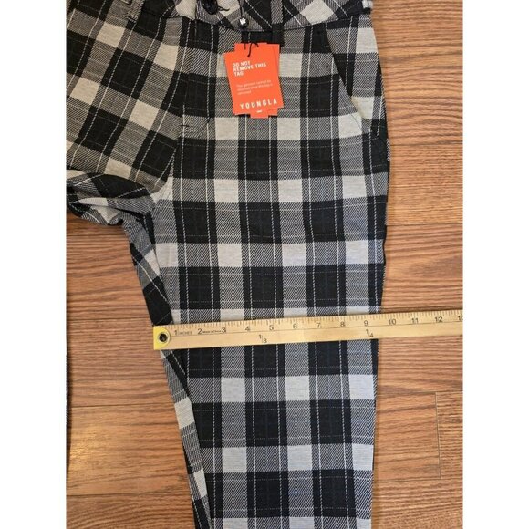 YoungLA Dapper Dress Pants Mens 30x30 Black Plaid Adjustable Waist 614 Tapered - Picture 10 of 16